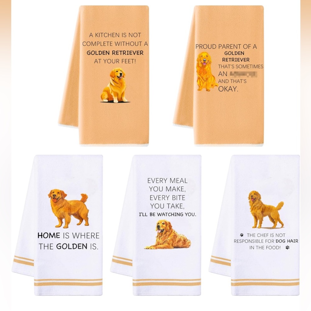 Golden Retriever Kitchen Towels Set